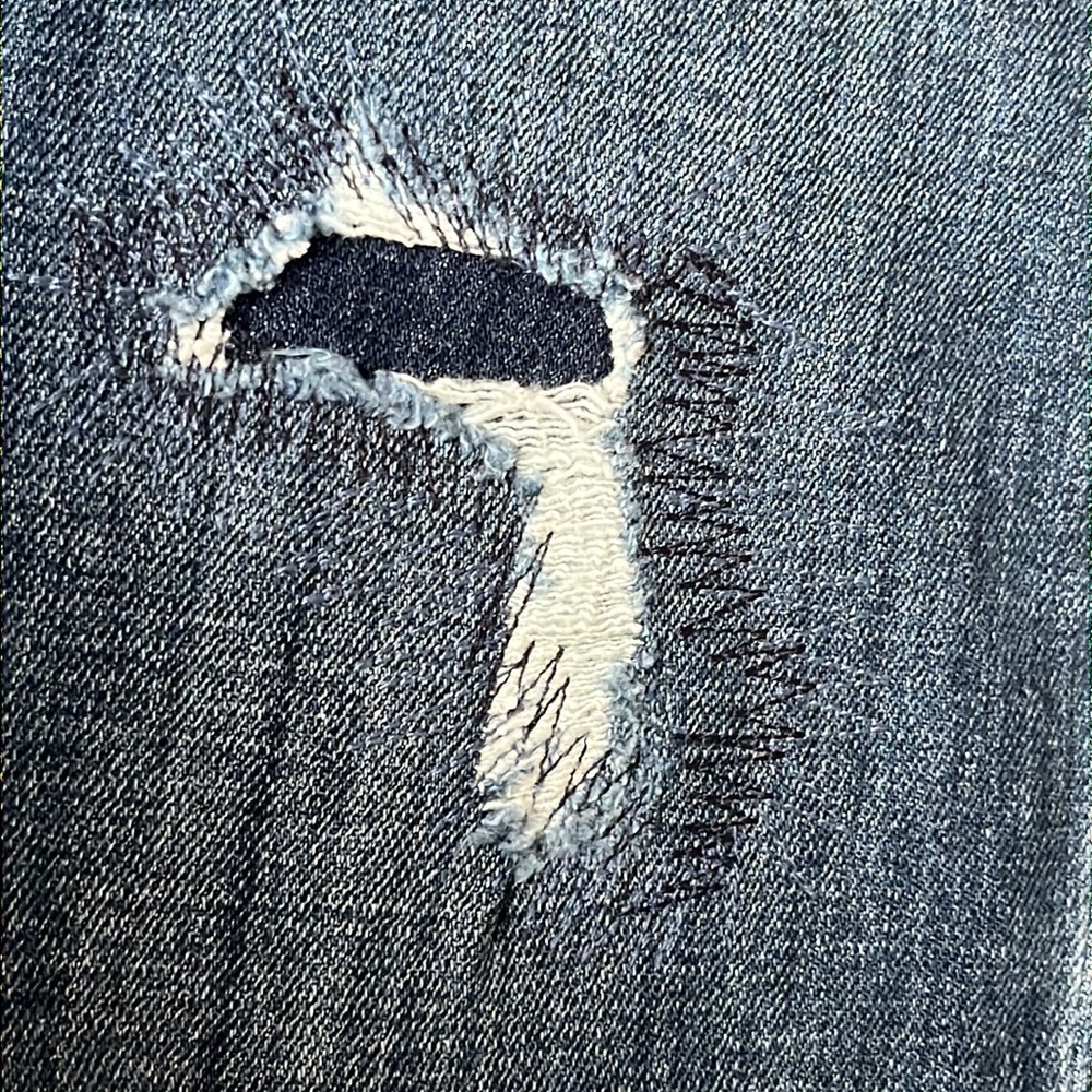 Talbots Boyfriend Patchwork Plaid Distressed Jean… - image 6